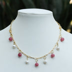 Pearl & Semi-Precious Gemstone Bracelet with FREE Paperclip Bracelet – 3-in-1 Jewellery Set