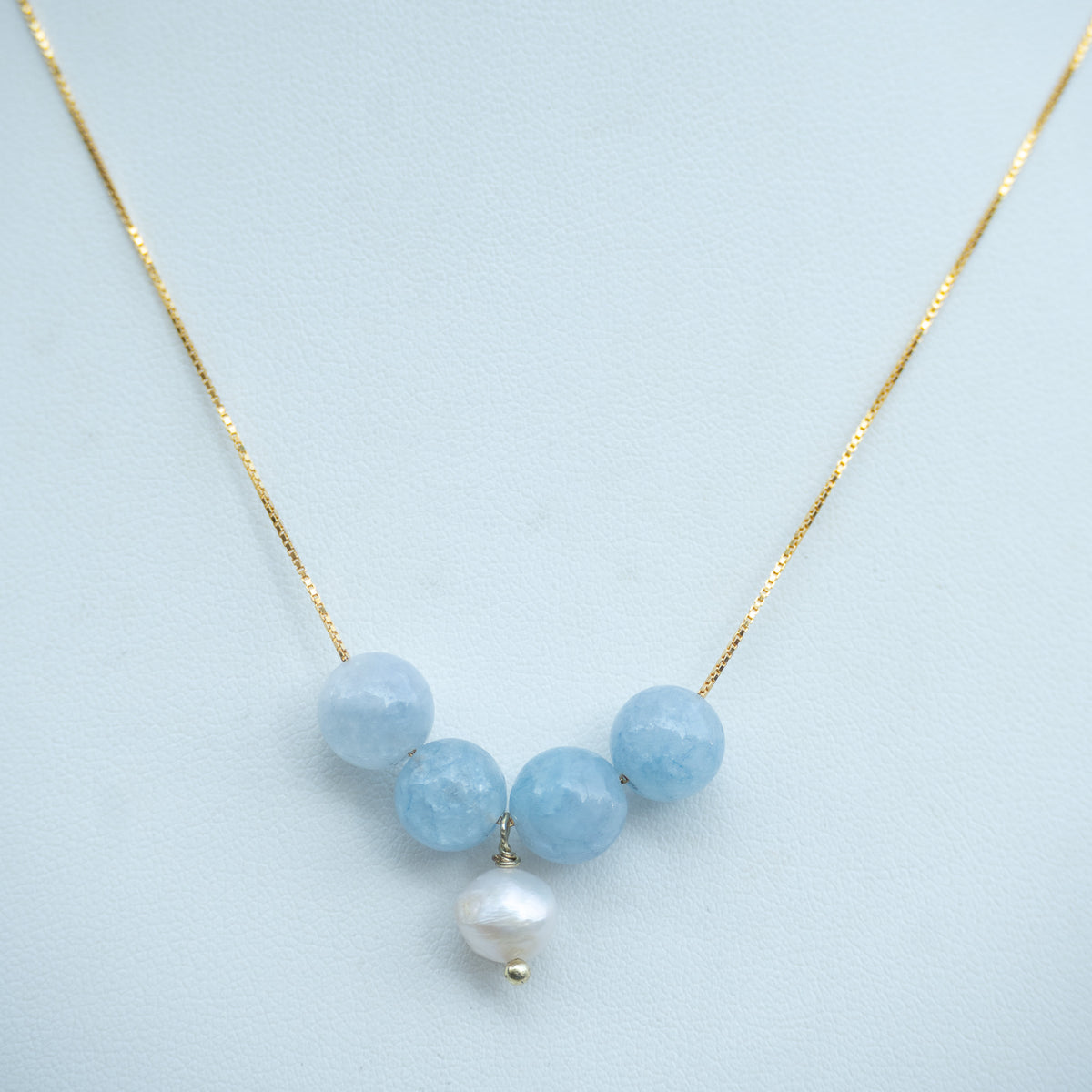 18ct Gold Plated Sterling Silver Four-Stone Slider Necklace with Flower or Pearl Pendant – 42cm / 45cm