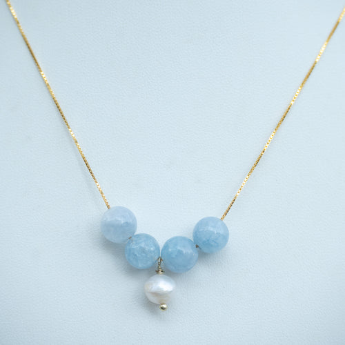 18ct Gold Plated Sterling Silver Four-Stone Slider Necklace with Flower or Pearl Pendant – 42cm / 45cm