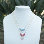 18ct Gold Plated Sterling Silver Four-Stone Slider Necklace with Flower or Pearl Pendant – 42cm / 45cm