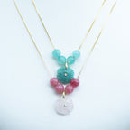 18ct Gold Plated Sterling Silver Four-Stone Slider Necklace with Flower or Pearl Pendant – 42cm / 45cm