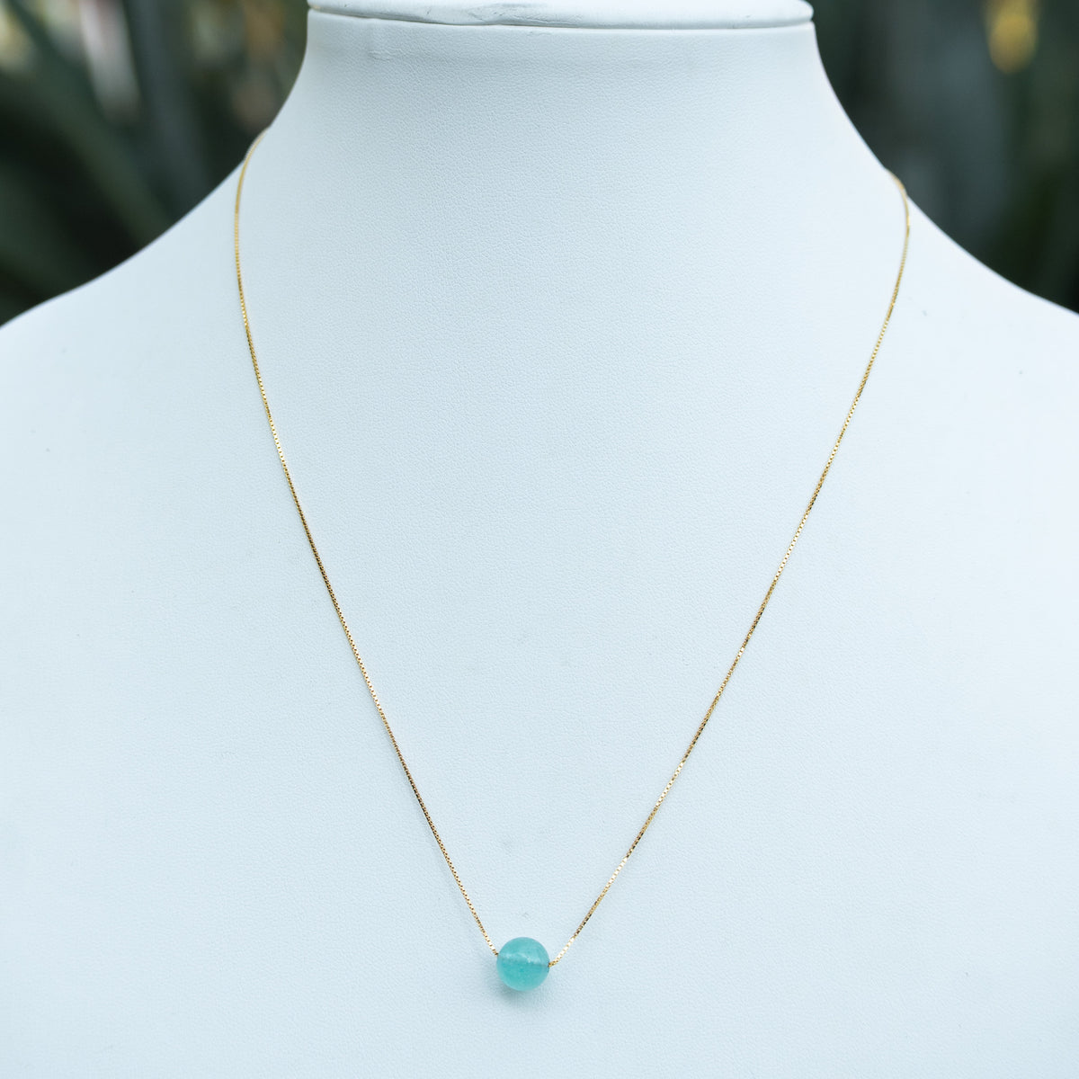 18ct Gold Plated Sterling Silver Semi-Precious Stone Slider Necklace – Blue, Pink or Green | 42cm / 45cm