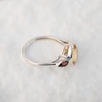 Sterling Silver Citrine & Garnet Three-Stone Ring
