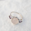 Sterling Silver Rose Quartz & Amethyst Three-Stone Ring