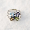 Sterling Silver Amethyst, Citrine, Peridot & Blue Topaz Ring - Terciany 