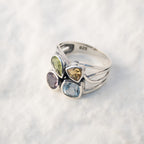 Sterling Silver Amethyst, Citrine, Peridot & Blue Topaz Ring - Terciany 