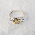 Sterling Silver Citrine & Blue Topaz Three-Stone Ring