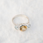 Sterling Silver Citrine & Blue Topaz Three-Stone Ring