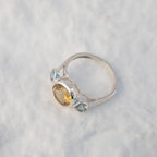 Sterling Silver Citrine & Blue Topaz Three-Stone Ring