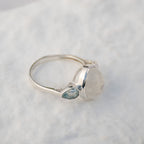 Sterling Silver Moonstone & Blue Topaz Three-Stone Ring