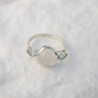 Sterling Silver Moonstone & Blue Topaz Three-Stone Ring