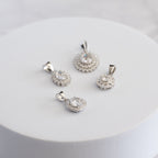 Sterling Silver Teardrop Cluster Moissanite Pendant – 1ct Oval Centre Stone