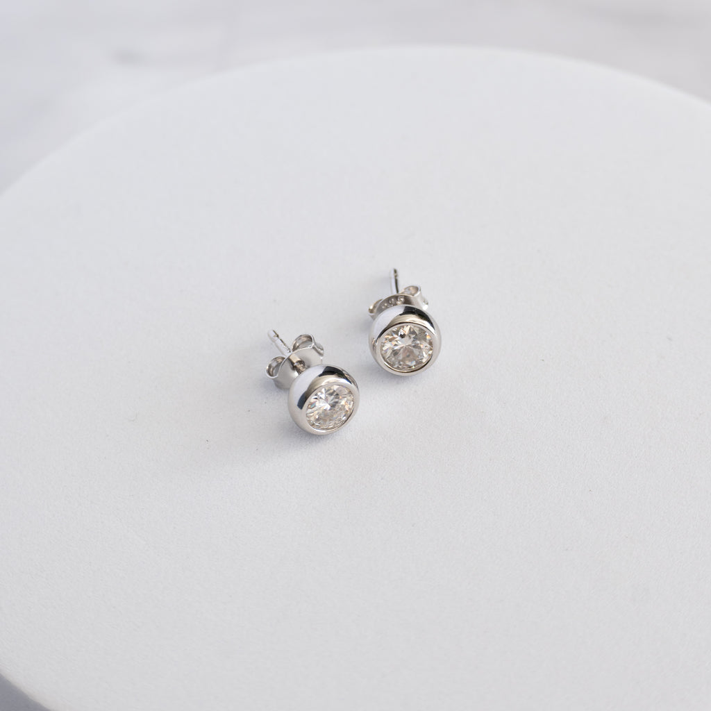 Sterling Silver Moissanite Tube-Set Stud Earrings – 1ct