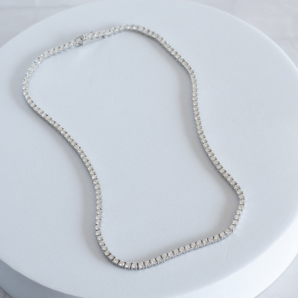 Sterling Silver Moissanite Tennis Necklace – 3mm Moissantes| 39cm