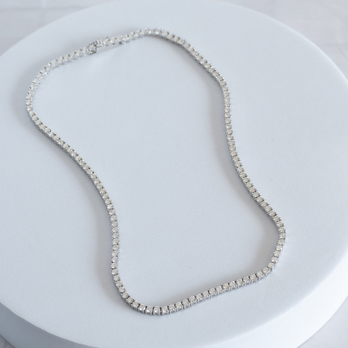 Sterling Silver Moissanite Tennis Necklace – 3mm Moissantes| 39cm