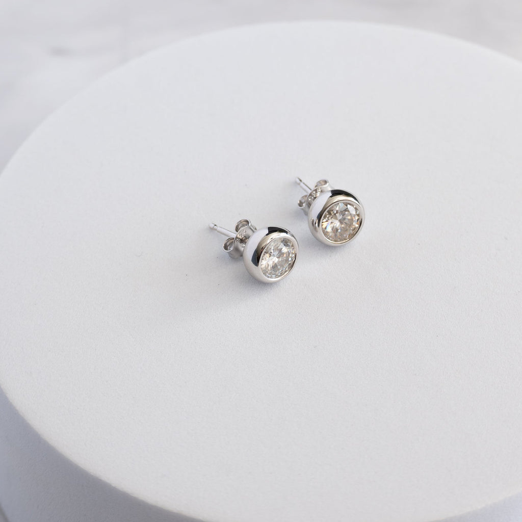 Sterling Silver Moissanite Tube-Set Stud Earrings – 1.6ct