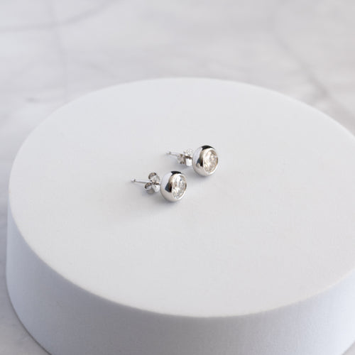 Sterling Silver Moissanite Tube-Set Stud Earrings – 1ct