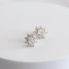 Sterling Silver Oval Moissanite Flower Stud Earrings – 1ct
