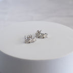 Sterling Silver Three-Stone Moissanite Stud Earrings – 3ct