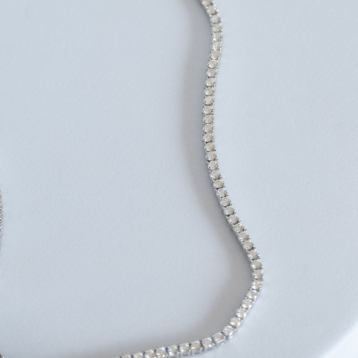 Sterling Silver Moissanite Tennis Necklace – 3mm Moissantes| 39cm