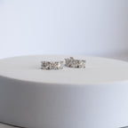 Sterling Silver Three-Stone Moissanite Stud Earrings – 3ct
