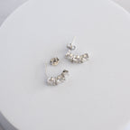 Sterling Silver Three-Stone Moissanite Stud Earrings – 3ct