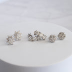 Sterling Silver Moissanite Flower Cluster Stud Earrings – 2.0ct