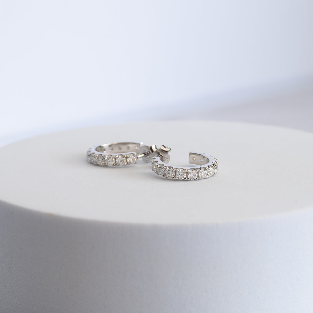 Sterling Silver Moissanite Hoop Earrings – 14mm | 1.32ct