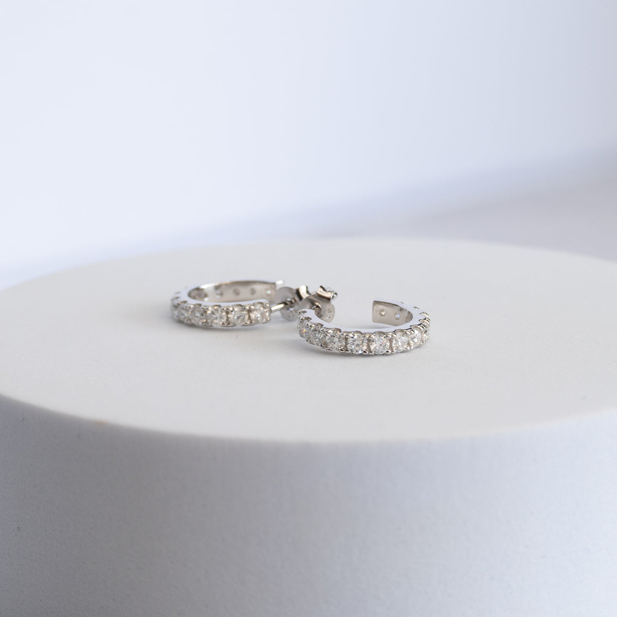 Sterling Silver Moissanite Hoop Earrings – 14mm | 1.32ct