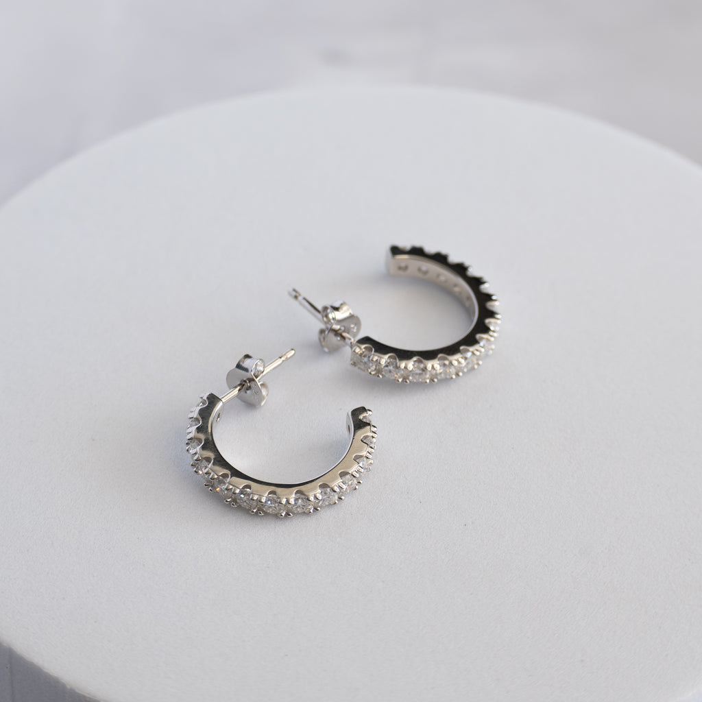 Sterling Silver Moissanite Hoop Earrings – 18mm | 1.56ct