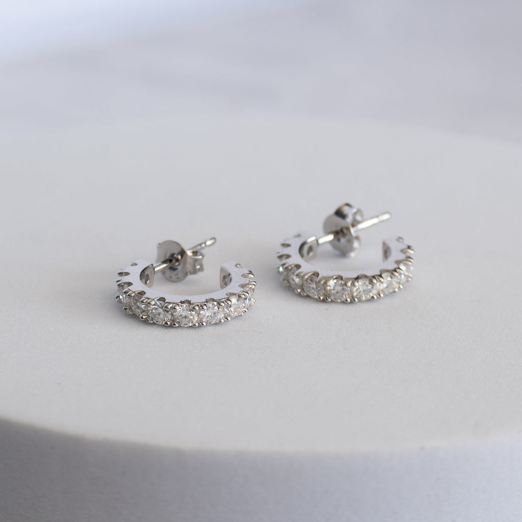 Sterling Silver Moissanite Hoop Earrings – 14mm | 1.32ct