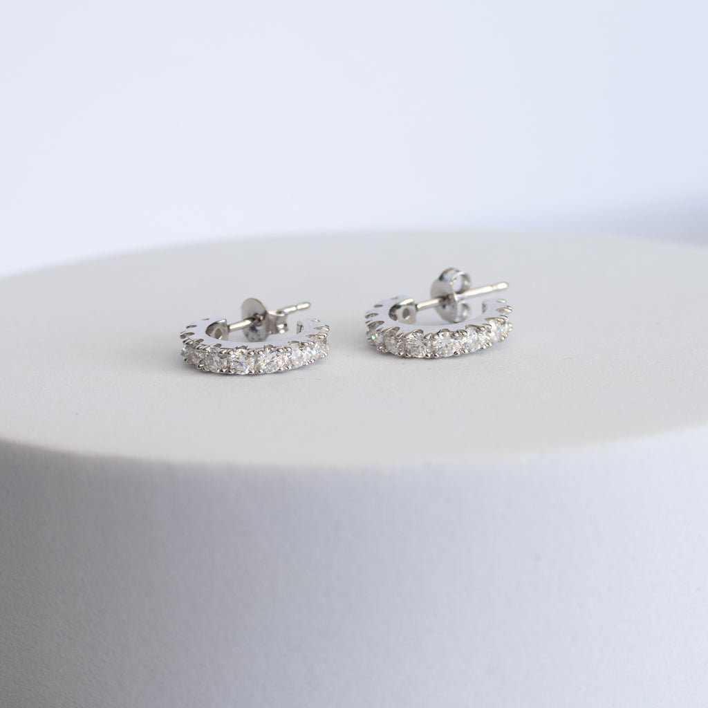 Sterling Silver Moissanite Hoop Earrings – 14mm | 1.32ct