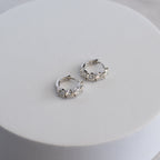 Sterling Silver Four-Stone Moissanite Huggie Earrings