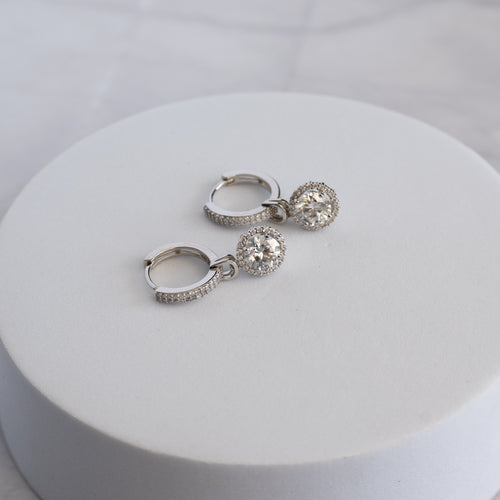 Sterling Silver Moissanite Huggie Drop Earrings – 2ct
