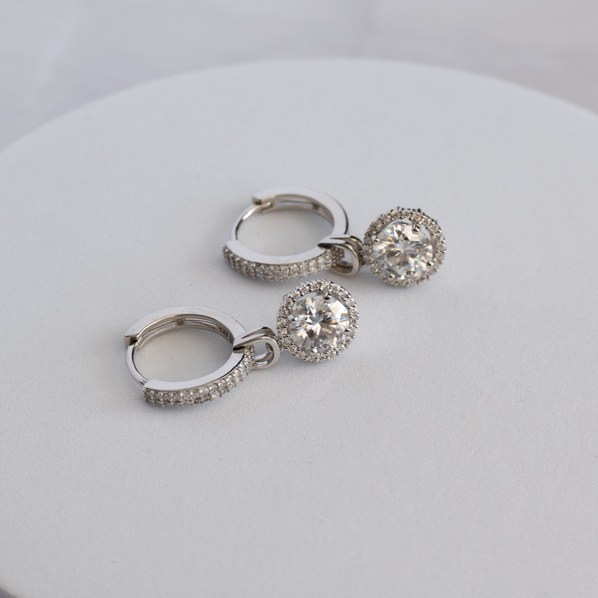 Sterling Silver Moissanite Huggie Drop Earrings – 2ct