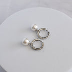 Sterling Silver Pretty Woman Freshwater Pearl & Cubic Zirconia Huggie Earrings