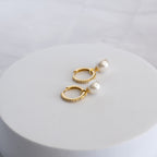 18ct Gold Plated Sterling Silver Pretty Woman Freshwater Pearl Huggie Earrings