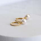 18ct Gold Plated Sterling Silver Pretty Woman Freshwater Pearl Huggie Earrings