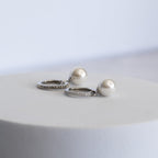 Sterling Silver Pretty Woman Freshwater Pearl & Cubic Zirconia Huggie Earrings