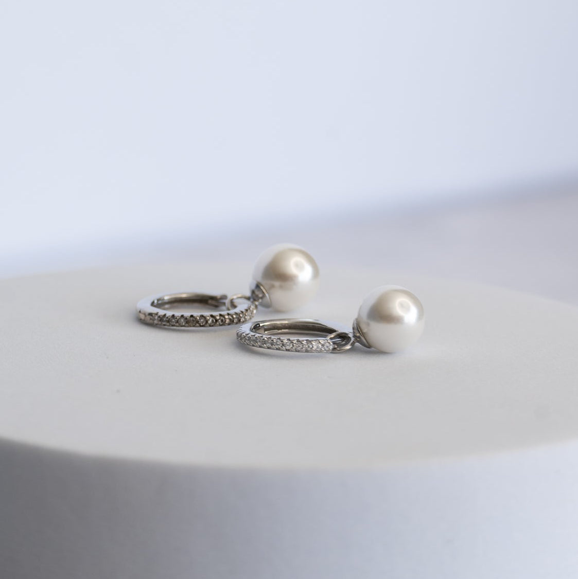 Sterling Silver Pretty Woman Freshwater Pearl & Cubic Zirconia Huggie Earrings