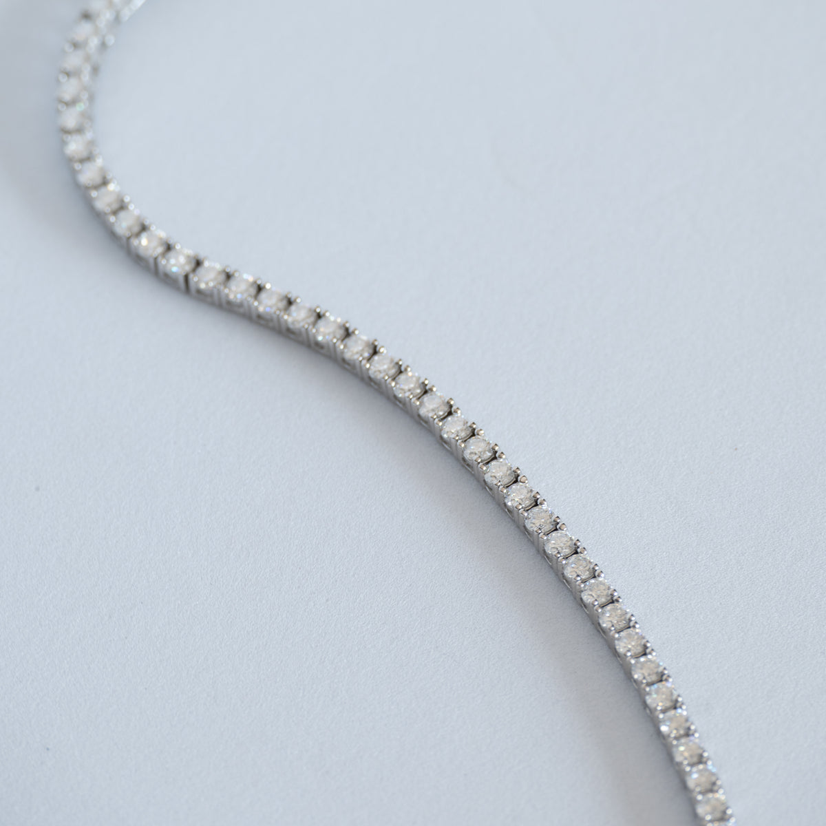 Sterling Silver Moissanite Tennis Necklace – 3mm Moissantes| 39cm