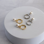 Sterling Silver Pretty Woman Freshwater Pearl & Cubic Zirconia Huggie Earrings