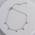 Sterling Silver Mini Disc Charm Bracelet – Adjustable 16–20cm