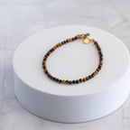 Tiger's Eye Gemstone Bracelet with 18ct Gold Plated on Sterling Silver clasp 3–4mm | 17–20cm