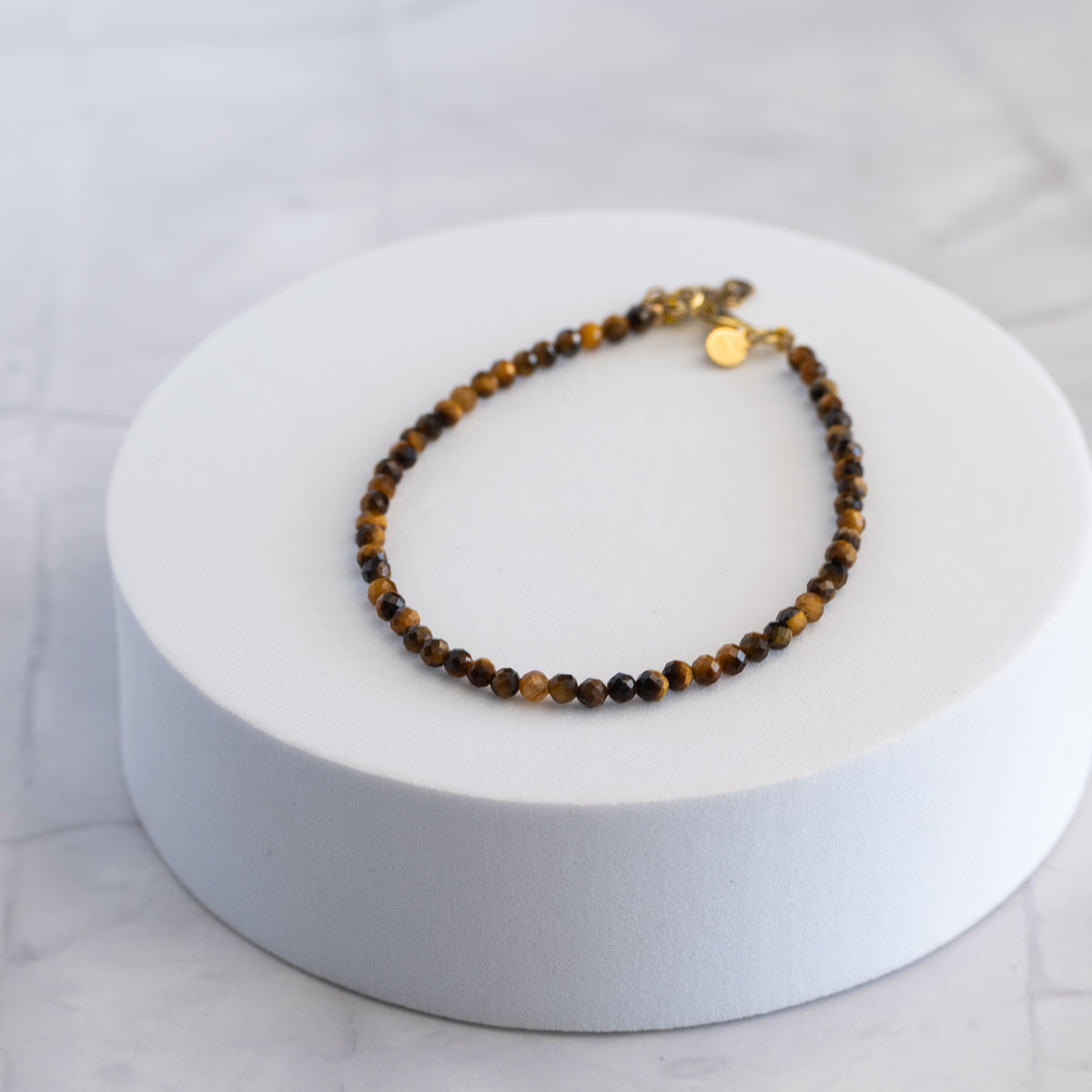 Tiger's Eye Gemstone Bracelet with 18ct Gold Plated on Sterling Silver clasp 3–4mm | 17–20cm