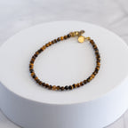 Tiger's Eye Gemstone Bracelet with 18ct Gold Plated on Sterling Silver clasp 3–4mm | 17–20cm