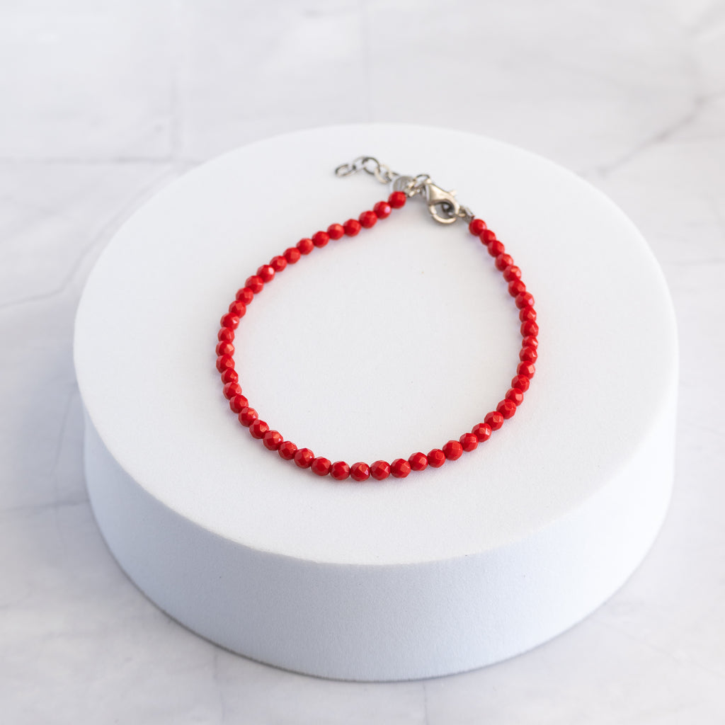 Red Paste Stone Bracelet with Sterling Silver Clasp