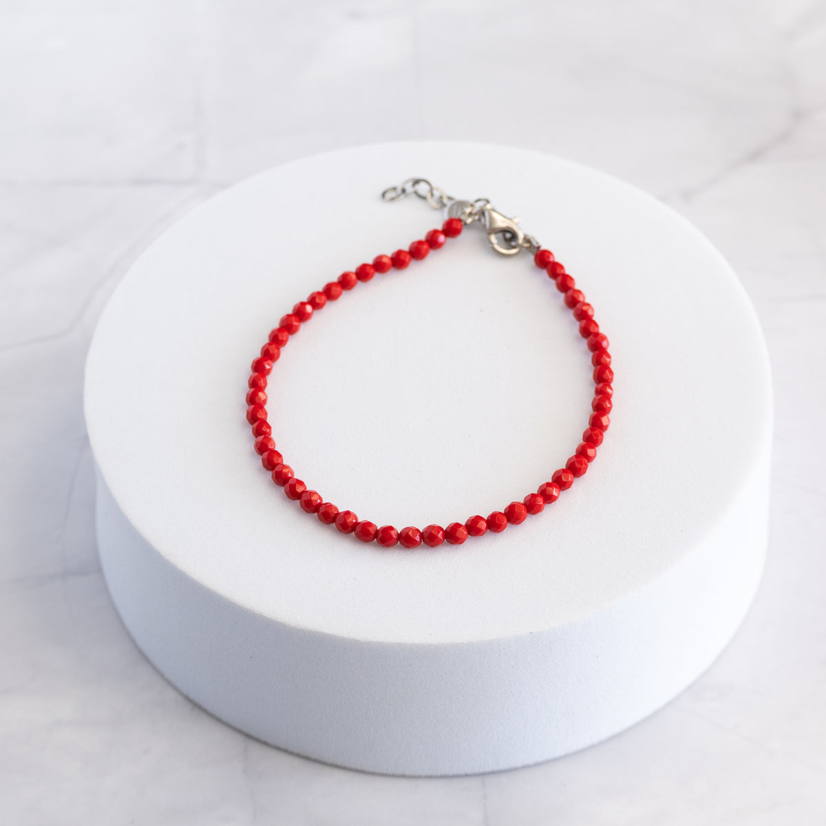 Red Paste Stone Bracelet with Sterling Silver Clasp