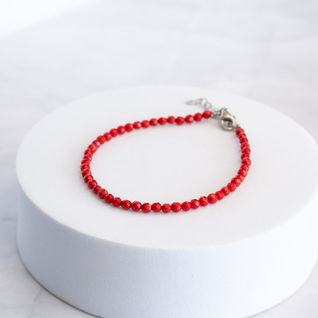 Red Paste Stone Bracelet with Sterling Silver Clasp