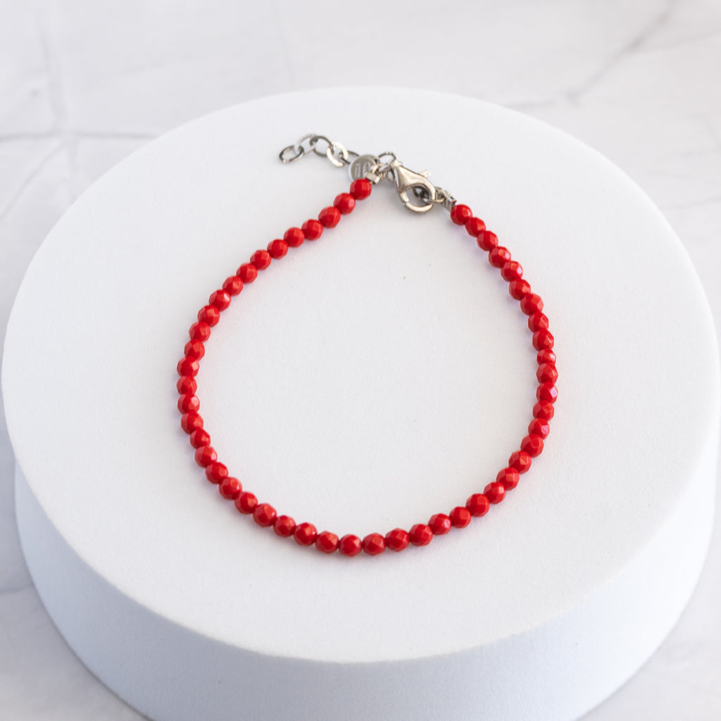 Red Paste Stone Bracelet with Sterling Silver Clasp